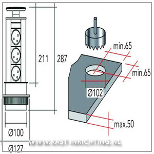 gesprek Paine Gillic Inademen Uittrekbaar stopcontact Power Port met 3 stopcontacten. - kast-inrichting.nl