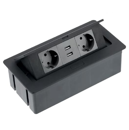 Catastrofe Draaien achtergrond Flip Top inbouw stopcontact, 2 stopcontacten, 2 USB, penaarding -  kast-inrichting.nl