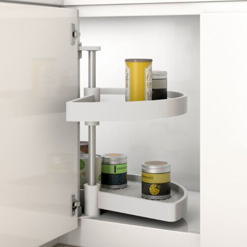 SHELVO carrouselkast set, Ø 750mm, halve plateaus, wit