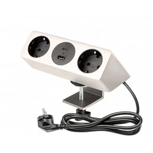 Opbouw stopcontact  Sofito, 2 stopcontacten, 1 x USB-A, 1 x USB-C, RVS