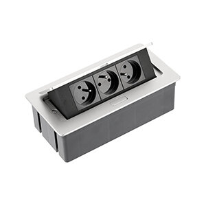 Flip Top inbouw stopcontacten, 3 stopcontacten, penaarding (BE/FR)