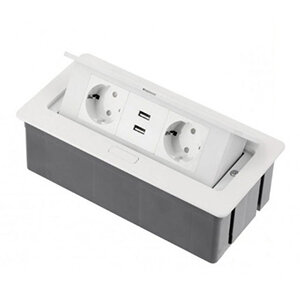 Flip Top inbouw stopcontacten, 2 stopcontacten, 2 USB, randaarding (NL) 
