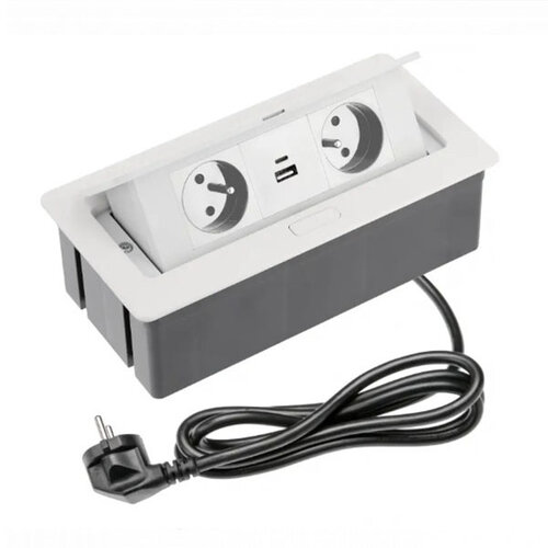 Flip Top inbouw stopcontact, 2 stopcontacten, 2 USB, penaarding (BE/FR)
