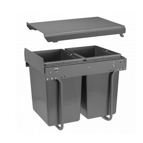 Inbouw afvalemmer, 2 x 20 liter, antraciet