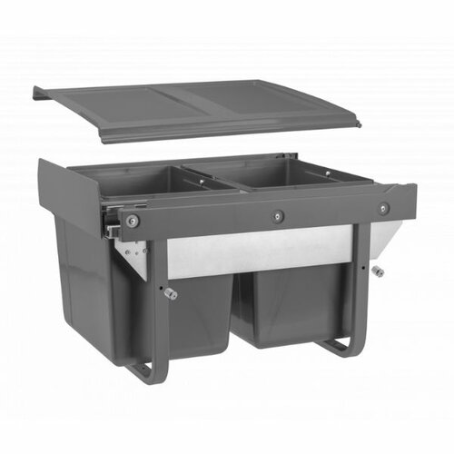 Inbouw afvalemmer, 2 x 15 liter, laag model, antraciet