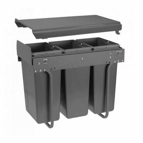 Inbouw afvalemmer, 3 x 10 liter, antraciet
