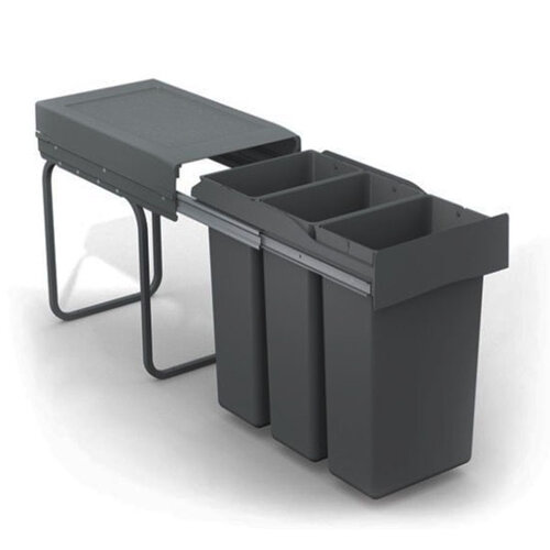 Afvalemmer volledig uittrekbaar, 3 x 10 liter inhoud