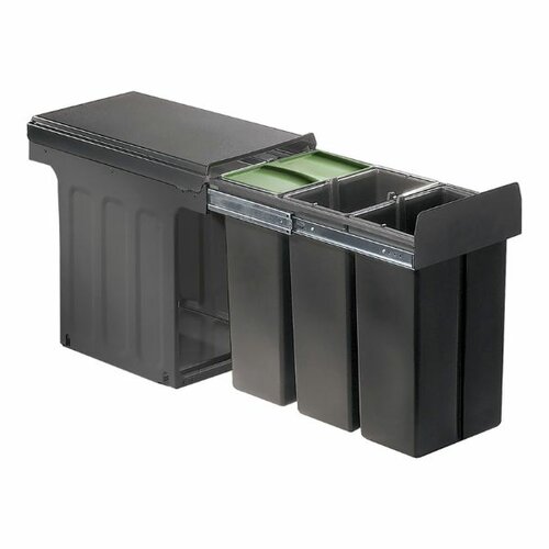 Wesco inbouwafvalemmer, Inhoud 3 x 10 liter, Bio Trio, antraciet