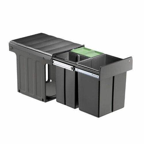 Wesco inbouwafvalemmer, inhoud 2 x 10 + 1 x 20 liter, Bio Trio Maxi, antraciet