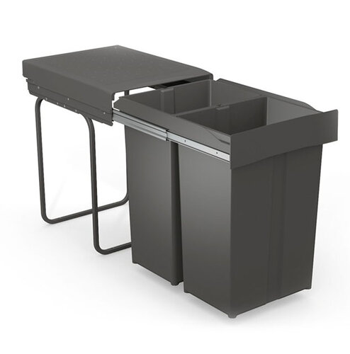 Inbouwafvalemmer, inhoud 2 x 29 liter, type 295, antraciet