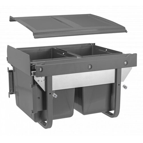 Inbouw afvalemmer, 2 x 15 liter, met frontbevestiging, antraciet