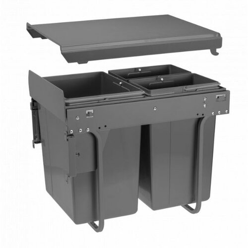 Inbouw afvalemmer, 1 x 20 liter, 2 x 10 liter, bodem en frontbevestiging, antraciet