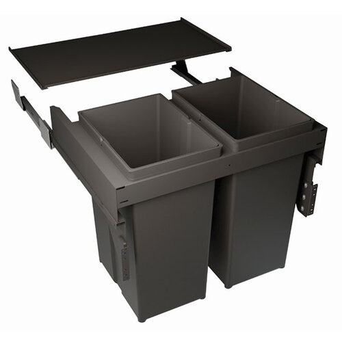 Inbouw afvalemmer, 58 liter, geschikt voor kastbreedte 600 mm, antraciet