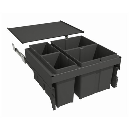 Inbouwafvalemmer Evo 50 liter, geschikt voor kastbreedte 600 mm, antraciet