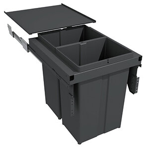 Inbouwafvalemmer Evo 58 liter, geschikt voor kastbreedte 450 mm, antraciet