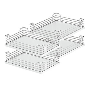 Magic Corner Deluxe Mandenset chroom met houten bodem (wit) (4 st) korpus 1000 mm