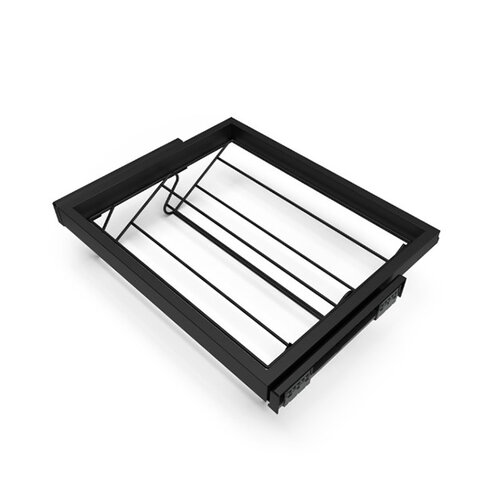Uittrekbaar, horizontaal schoenenrek, zwart, voor kastbreedte 600 mm