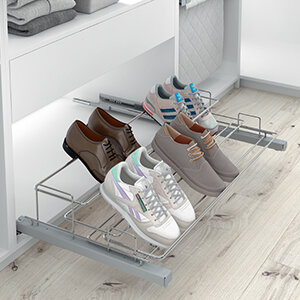 Verstelbaar uittrekbaar schoenenrek, chroom