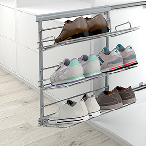 Uittrekbaar schoenenrek voor wandmontage