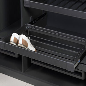 Uittrekbaar, horizontaal schoenenrek, antraciet