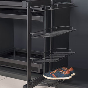 Uittrekbaar verticaal schoenenrek, bevestiging links, antraciet