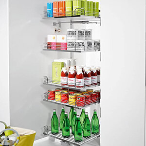 Apothekerskast Tandem solo, inbouwhoogte 1300 mm, zilver