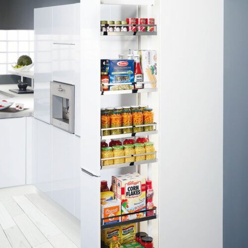 Smalle apothekerskast inbouwhoogte 1900-2300 mm, Dispensa, zilver