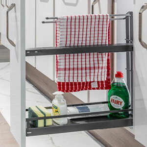 Uittrekelement Style, voor smalle kast met kastbreedte 150 mm met handdoekrek, antraciet