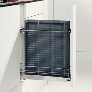 Uittrekelement voor smalle kast 150 mm met houder voor bakplaten, chroom