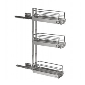 Ondiep uittrekelement, voor 150 mm brede onderkasten chroom, 3 niveau's