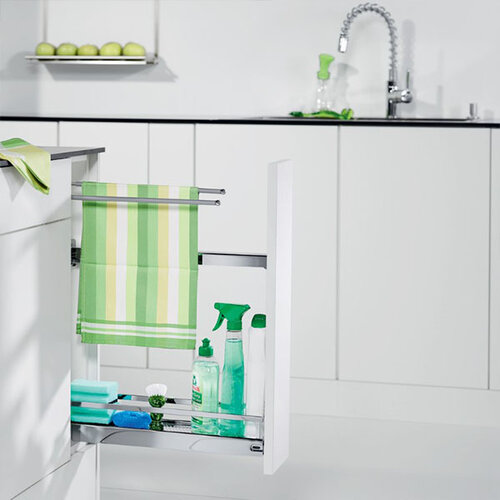 Uittrekelement Style, voor smalle kast met kastbreedte 150 mm met handdoekrek, chroom