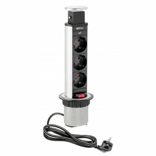 Uittrekbaar stopcontact, Ø 60 mm, aluminium