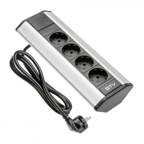 Hoekstopcontact met 4 contactpunten, zilver, randaarding (NL)