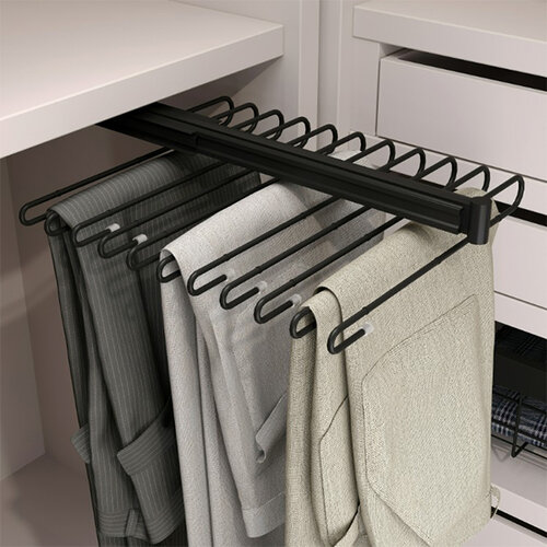 Uittrekbare broekhouder zwart voor 11 broeken