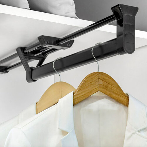 uittrekbare kledinghaak van Emuca, zwart, lengte 425 mm