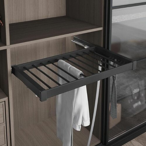 Uittrekbare broek- stropdas- en riemhouder, antraciet