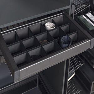 Uittrekmand met vakverdeling, antraciet