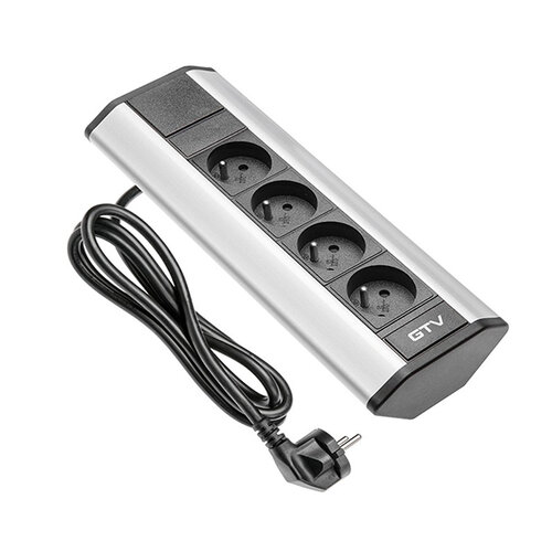 Hoekstopcontact met 4 contactpunten, zilver, penaarding (BE/FR)