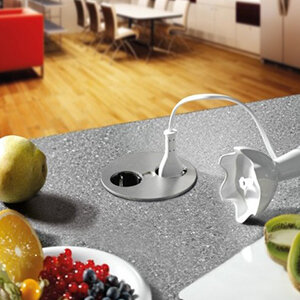 Inbouwstopcontact Twist met 2 contactpunten, RVS look