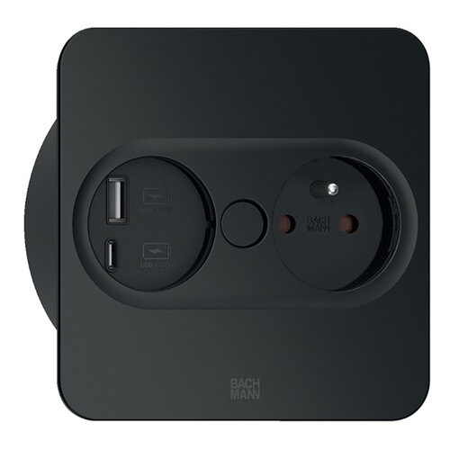 Twist 2 inbouwstopcontact met USB, mat zwart