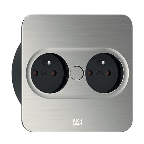 Twist 2 inbouwstopcontact met 2 contactpunten, RVS