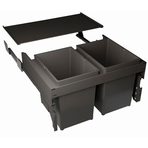 Inbouw afvalemmer, 34 liter, geschikt voor kastbreedte 600 mm, antraciet