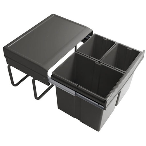 Inbouwafvalemmer, inhoud 1 x 15 liter, 2 x 7,5 liter, type 297, antraciet