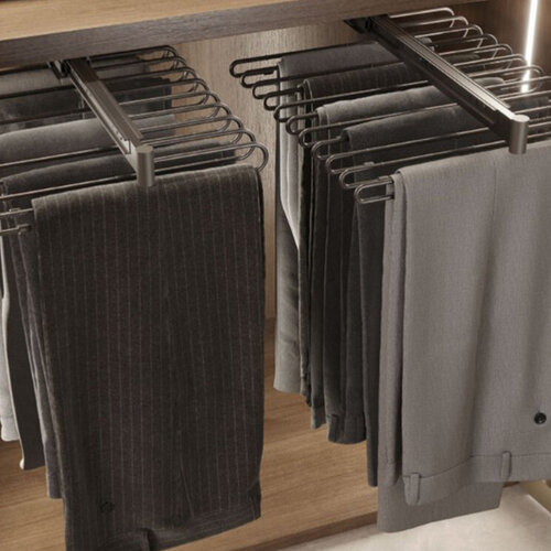 Uittrekbare broekhouder antraciet voor 11 broeken
