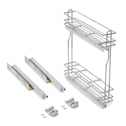 Uittrekelement met wandmontage, kastbreedte 150 mm, voor smalle kast met kastbreedte 150 mm, met verdelers voor flessen