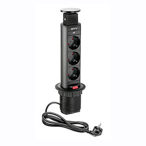 Uittrekbaar stopcontact, Ø 60 mm, zwart