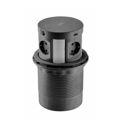 Comfort plus pop-up stopcontact met draadloze oplader 5W, zwart, randaarding (NL)