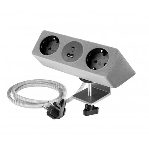 Opbouw stopcontact  Sofito, 2 stopcontacten, 1 x USB-A, 1 x USB-C, grijs