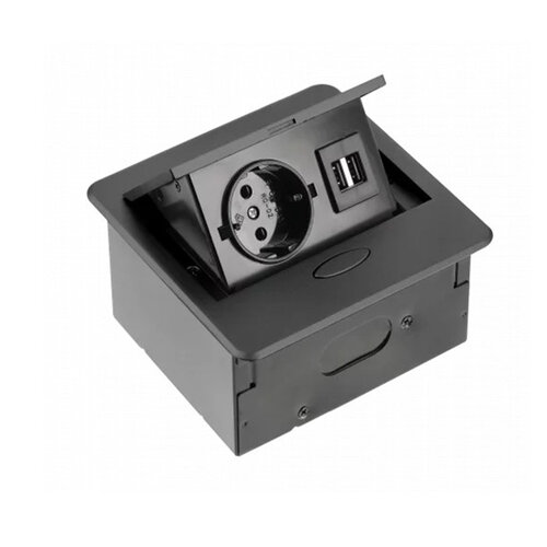 Avaro inbouw stopcontact, zwart, penaarding (BE/FR)