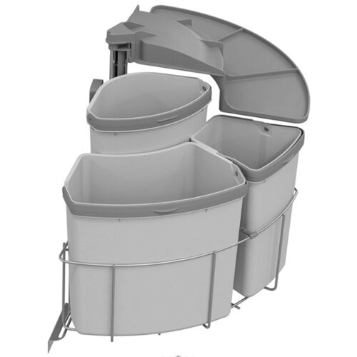 Draaiend afvalemmersysteem,  inhoud van 39 liter (1x18 + 1x9 + 1x12 liter)